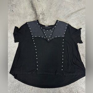 Black Pearl Studded Women's Top